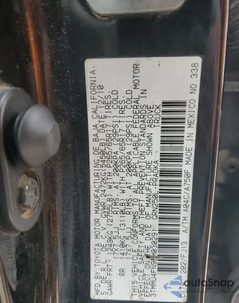 2011 Toyota Tacoma Double Cab Long Bed z USA, uszkodzony, nr VIN 3TMMU4FN9BM03029